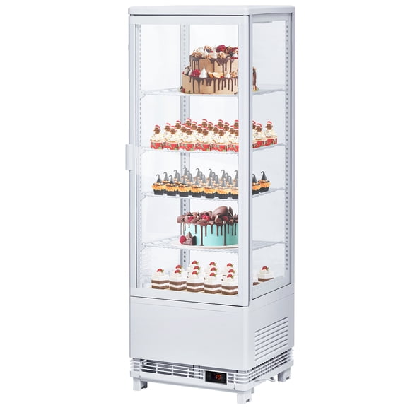 YUSAZENS ABS & Double Tempered Glass Countertop 1-Door Refrigerated Display Case, 118L Commercial Cooler for Food Drinks White