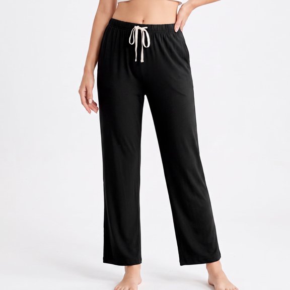 U2SKIIN Womens Cotton Pajama Pants, Soft Lounge Lightweight Sleep Pj Bottoms,(Black,M)
