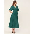 thumbnail image 3 of Moomaya Short Sleeve V Neck Solid Rayon Dress - Women's Casual Tiered Dress, 3 of 9