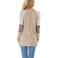 thumbnail image 3 of Camisas casuales sueltas a rayas con cuello redondo y estampado de leopardo de manga larga para mujer, 3 of 4