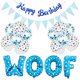 thumbnail image 2 of Artículos para fiesta de cumpleaños de perros, pancarta de globos WOOF, globos con huellas de patas, pancarta de feliz cumpleaños con globos de aluminio (azul), 2 of 4