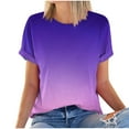 thumbnail image 5 of yievot Summer Casual Basic T-Shirt for Women Gradient Print Round Neck Short Sleeve Tees Tops, 5 of 5