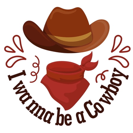 Adhesive Vinyl Lettering Art I Wanna Be A Cowboy Quote Home Living Room Wall Decoration Cowboy Hat & Bandit Mask Design Removable Bedroom Wall Decal Sticker