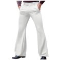 thumbnail image 2 of YUGYXL 70s Disco Pants for Men Bell Bottom Dress Pants Stylish Dancing Stage Performance Pants Flat Front Stretch Flared Pants White S, 2 of 8