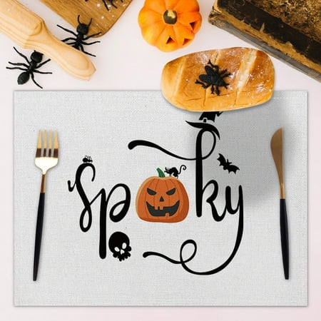 

Xhegex New Halloween Placemats Dining Table Coffee Table Party Decorations Table Mats Heat Insulating Mats Digital Printing Linen Tablecloths Halloween gift for kids and Adult
