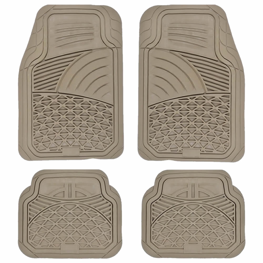 U.A.A. Inc ® Beige All Weather Heavy Duty Rubber Front Rear Floor Mats