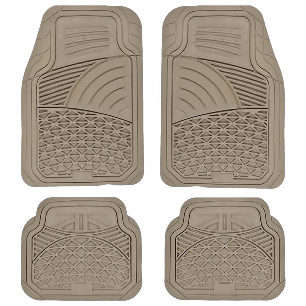 U.A.A. Inc ® Beige All Weather Heavy Duty Rubber Front Rear Floor Mats