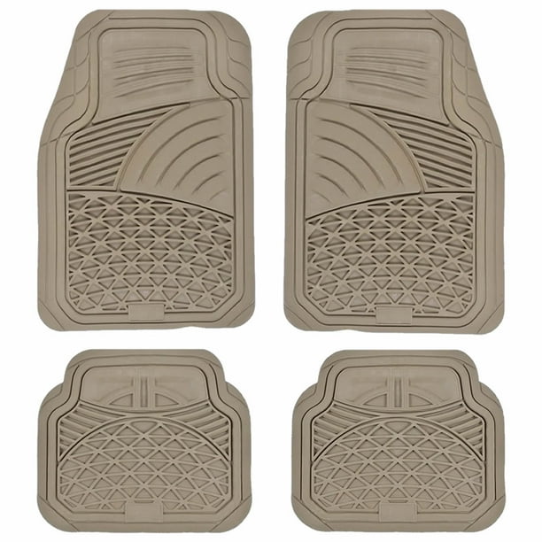 U.A.A. Inc ® Beige All Weather Heavy Duty Rubber Front Rear Floor Mats