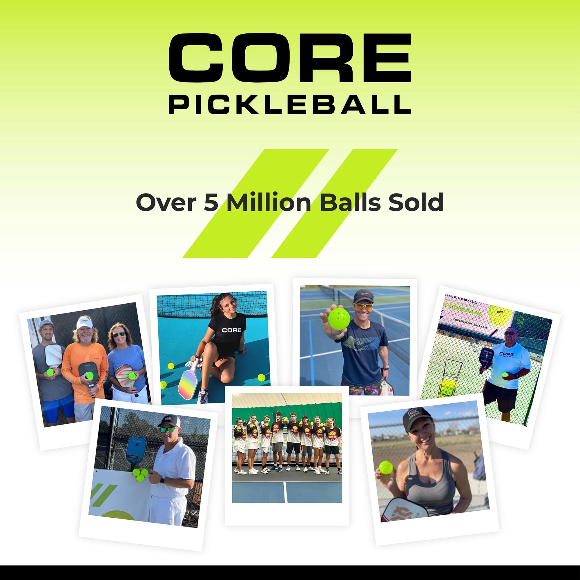 CORE Outdoor Pickleball Balls, Pickleball Outdoor Balls USAPA Approved, Neon Green 40 Hole, 12 Pack