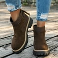 thumbnail image 6 of Wensltd Women's Boots Suede Chunky Mid Heel Fashion Lace Up Winter Short Hiking Boots, 6 of 9