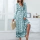 thumbnail image 5 of Vestido largo estampado de manga larga con cuello en V informal para mujer sexy a la moda Fridja NMB2087, 5 of 6