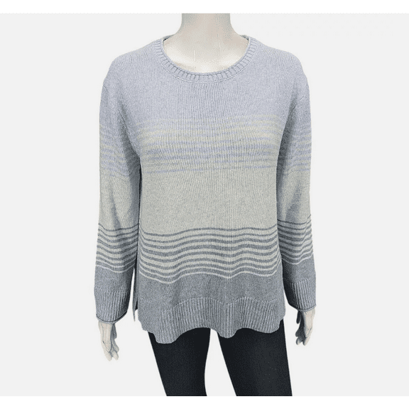 Ella Moss Women's Crew Neck Knit Pullover Sweater Blue Small