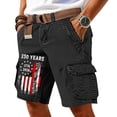 thumbnail image 4 of VeFlora 250th Anniversary USA Cargo Shorts Distressed 1776-2026 Design Patriotic American Flag Print (Black/XXXL), 4 of 4