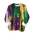 thumbnail image 2 of TaTaai Women Mardi Gras Print Crew Neck Long Sleeve Sweatshirt Casual Loose Fit No Hood Pullover Top Soft Breathable Lightweight for Daily Street Office Commute Wear Fashion Holiday Tops Gift, 2 of 3