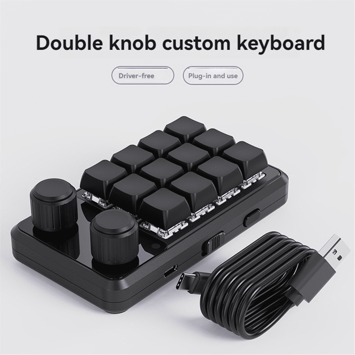 Programming Macro Custom Wired Keyboard RGB 12 Key Copy Paste Button Mini Gaming Keypad Hotswap Macropad Yellow+Black