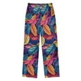 thumbnail image 2 of FORMRS Kids Pajama Pants with Pockets Size 13-14Y Boys Lounge Sleep Bottoms, Colorful Art Leaves Pattern, 2 of 8