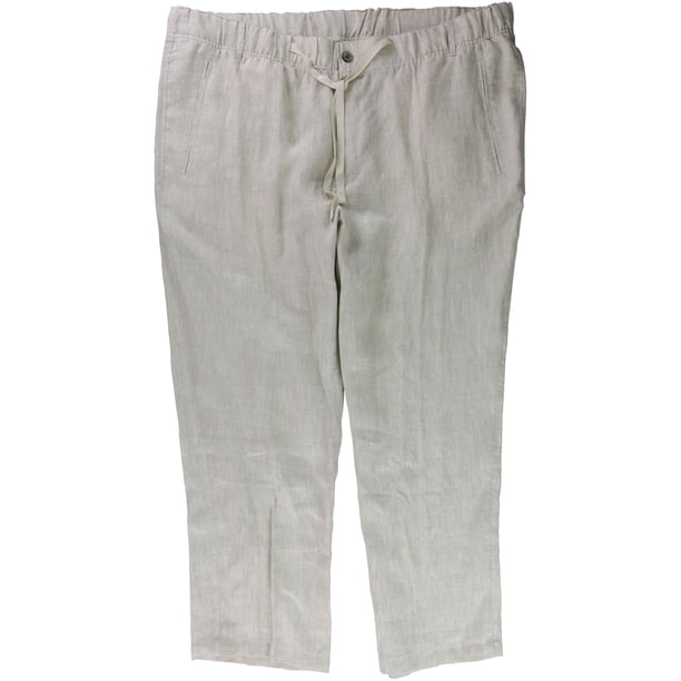 Tasso Elba Pantalones casuales con cordón de lino para hombre, Beige, 4XLTW x 35L
