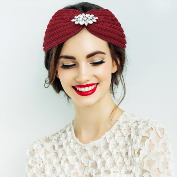 Diadema Tejida con Diamantes de Agua Xihbxyly Accesorios para El Cabello Invierno