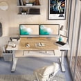 thumbnail image 3 of Fezibo Dual Motor Height Adjustable Electric Standing Desk with Keyboard Tray, 63" Sit Stand Desk, White and Natural Finish, 3 of 9
