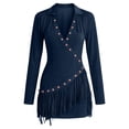 thumbnail image 4 of Ovbmpzd Mini Summer Dresses for Women Bodycon Navy Solid Sexy Dresses V-Neck Casual Long Sleeve Dresses Summer Dresses,XXL, 4 of 5