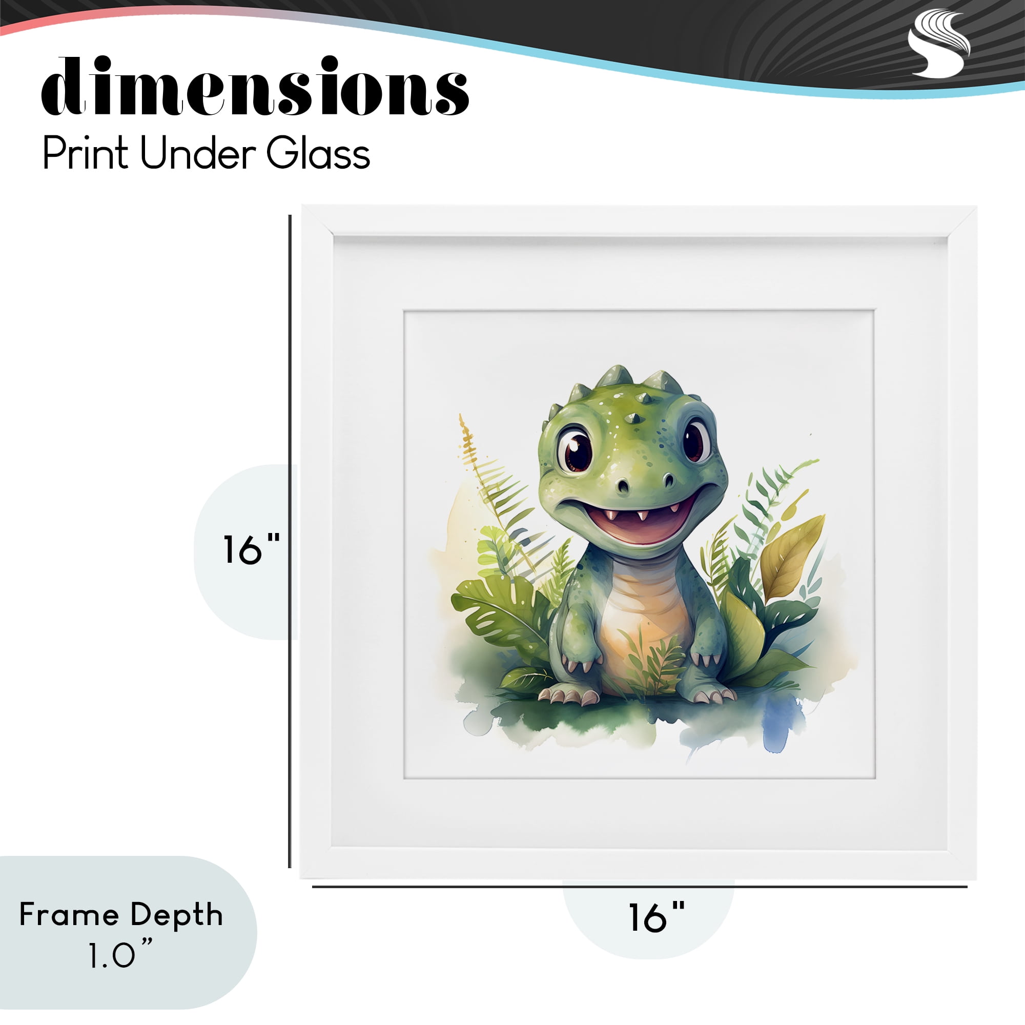 Stupell Industries Crafty Dino & Foliage White Framed Print Under Glass, design by Steve Hunziker