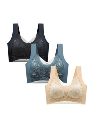 TMOYZQ 5 Pcs Sports Bras for Women, Plus Size Full-Coverage T-Shirt Bra  Ribbed Seamless Comfort Breathable Moisture-Wicking Underwear Removable  Cups
