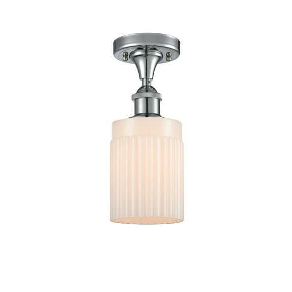 516-1C-PC-G341-LED-Innovations Lighting-Hadley-3.5W 1 LED Semi-Flush Mount in Art Nouveau Style-4.5 Inches Wide by 13 Inches High Polished Chrome