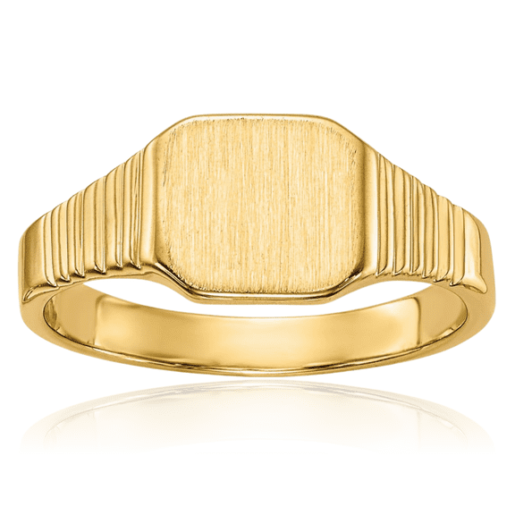 14K Solid Yellow Gold Custom Engraved Signet Ring Handmade Personalized Monogram Initial Letter Band