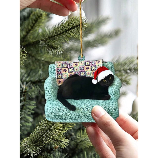 Christmas Tree Ornaments, Acrylic Holiday Pendants with String for Xmas Decorations, Festive Car Accessories, Home Party Gift Handicraft