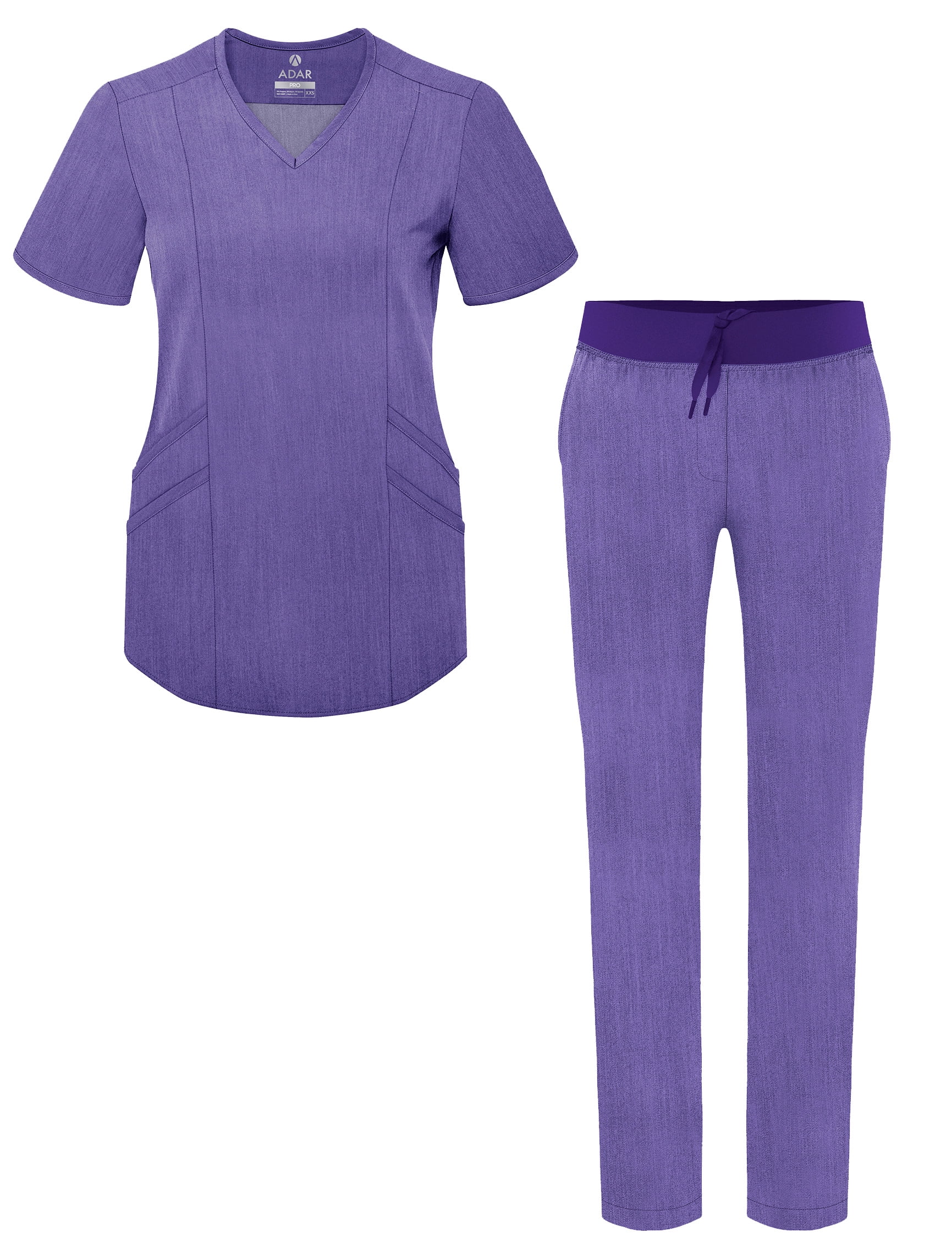 Adar Adar Pro Heather Core Classic Scrub Set For Women Tailored V