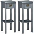 thumbnail image 1 of HOMCOM Side Table Set of 2, Narrow Tall End Table with Drawer and Shelf, 1 of 10