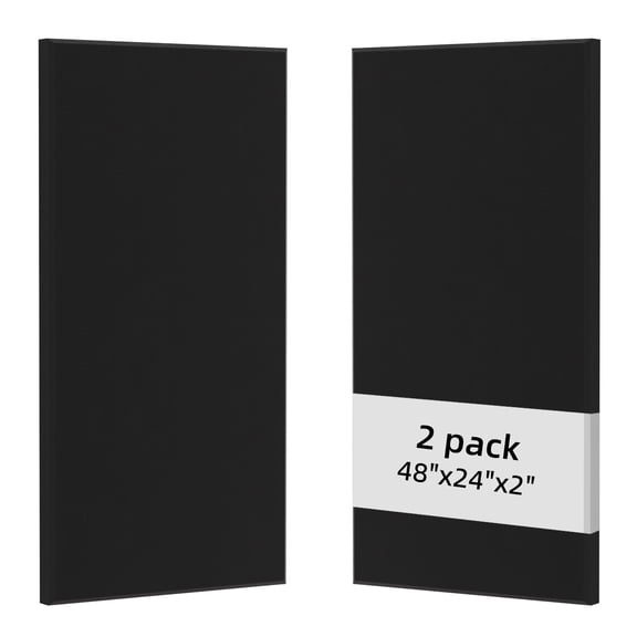 Olenyer Acoustic Wall Panels for Interior Wall Decor,48"x24"x2" Fiberglass Sound Dampening Absorbing Panels Acoustical Panels(Black,2 Pack)