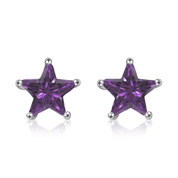 MYSTICPOEM Sterling Silver Cubic Zirconia Star Earrings Star Stud Earring for Women