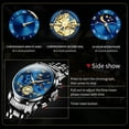 thumbnail image 6 of OLEVS Chronograph Watches for Men Casual Dress Luxury Analog Quartz Two Tone Gold Plated Stainless Steel Moon Phase Waterproof Luminous Business Mens Wrist Watches Reloj Para Hombre, 6 of 9