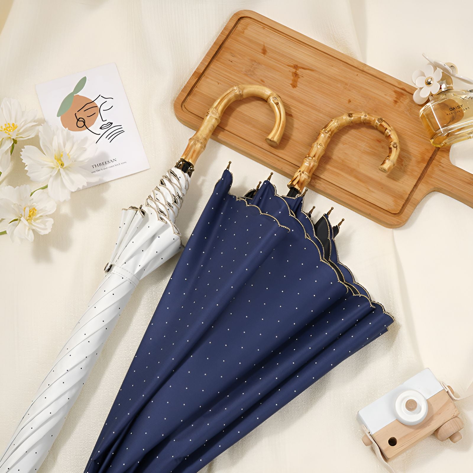 GASTROPOD Umbrellas for Rain,Bamboo Handle Large Umbrella,Comfortable and Unique Grip Outdoor Umbrella,Style2