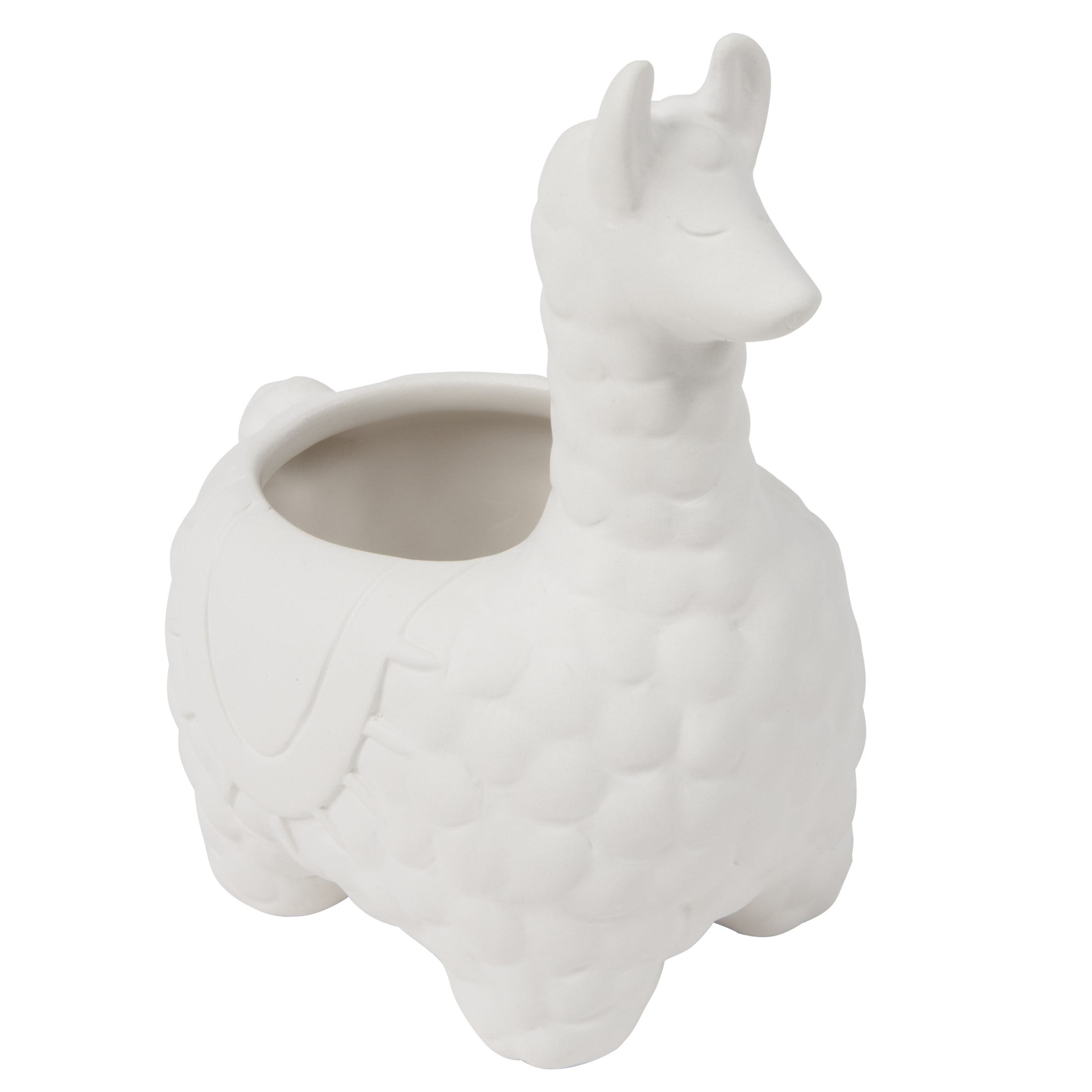 (3 pack) Hello Hobby Paintable Ceramic Llama Planter, White 5"