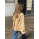 thumbnail image 2 of Chaqueta corta de retales caqui para mujer, abrigo holgado con solapa de un solo pecho, ropa de calle informal de nuevo diseño, 2024, 2 of 5