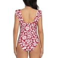 thumbnail image 6 of Yiaed Red Flowers Print Women's Ruffled One Piece Swimsuit V Neck Swimwear Slimming Monokini for Woman-Large, 6 of 8