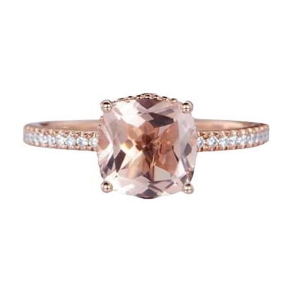 HeartsAndYou 1.47ct Natural Morganite Diamond Ring Accents Solitaire 100% 14k SOLID Rose Gold
