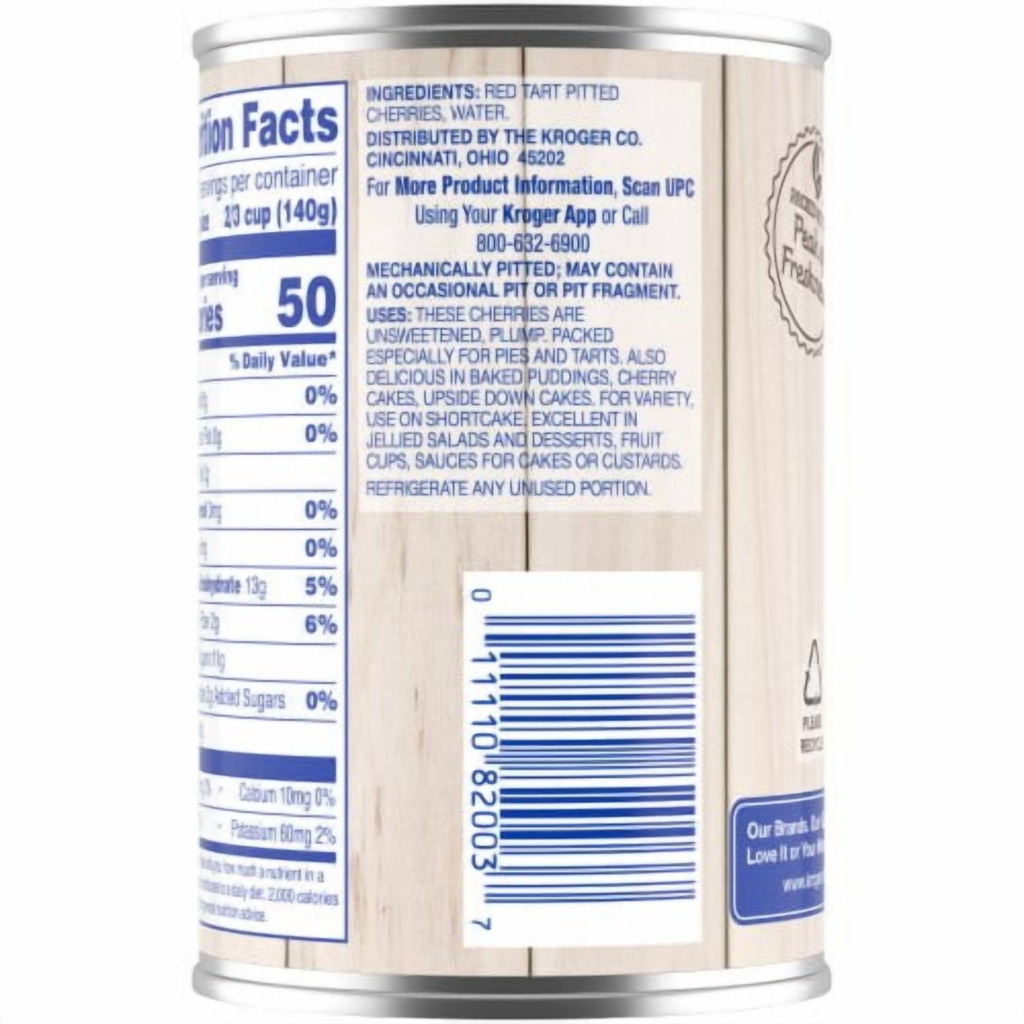 KR Canned Pitted Red Tart Cherries in Water 14.5 oz - Pack of 2