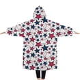 thumbnail image 2 of Oversized Wearable Blanket Hoodie,Red White Blue Baseballs and Stars Pattern Sherpa Blanket Hoodie with Super Pockets,Super Warm Fuzzy Pullover for Women & Men, 2 of 6