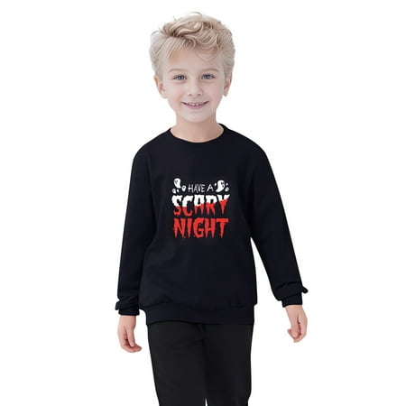 

Unisex Kids Casual Long Sleeve Crewneck Sweatshirt Pumpkin Print Pullover Tops