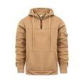 thumbnail image 2 of Mohiass Quarter Zip Hoodies for Men Fall Joggers Stretch Lightweight Sweatshirts Athletic Oversized Big and Tall Basic Pullover Tops Khaki S, 2 of 5