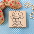 thumbnail image 1 of Pig Chef Art Rubber Stamp, Laser Engraved Craft Stamp on Wood Mounted Block, Size 1-3/4” x 1-3/4”, Made in USA, 1 of 7