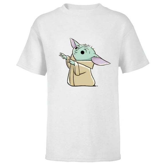 Star Wars The Mandalorian Grogu Watercolor - Short Sleeve T-Shirt for Kids - Customized-White