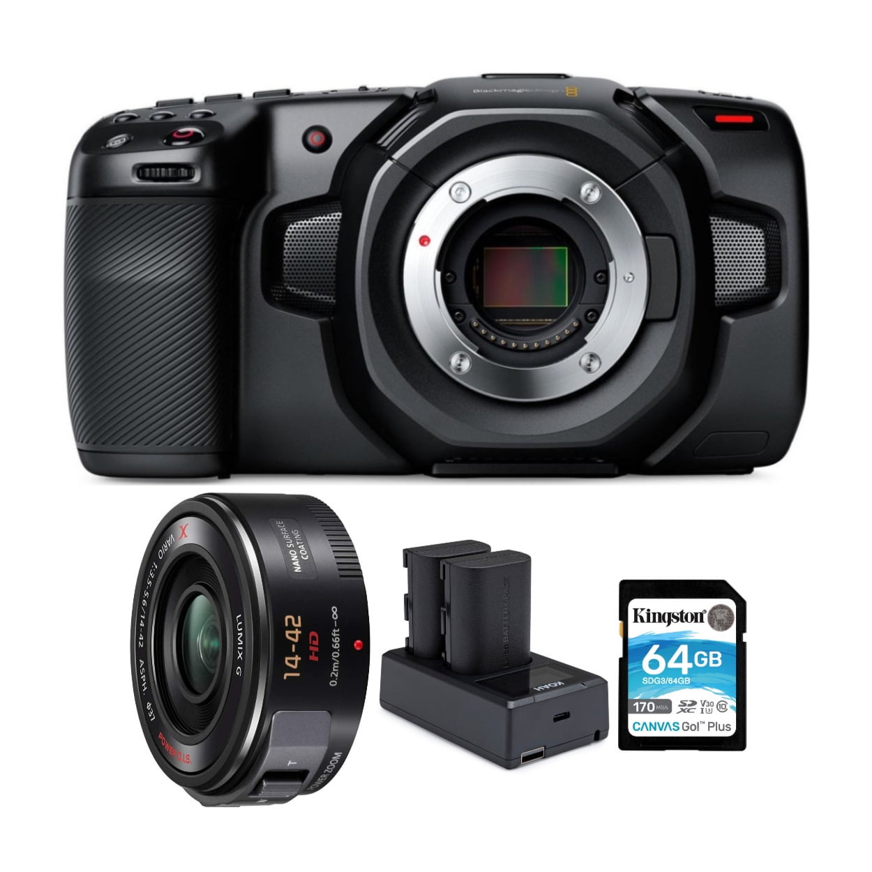 Blackmagic Design Pocket 4K Cinema Camera with O.I.S Lens and Batteries