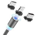 thumbnail image 4 of Magnetic Charging Cable,3-in-1 Nylon Braided Cord,Rotation Magnetic Phone Charger, 3 in 1 Magnetic Cable Compatible with Micro USB, Type C and iProduct Device,6.56ft,Gray, 4 of 10