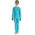 thumbnail image 4 of Alvivi Kids Girls Sparkle Flower Printed Long Sleeve Full Body Gymnastics Leotard Unitard Jumpsuit Lake Green 10, 4 of 7