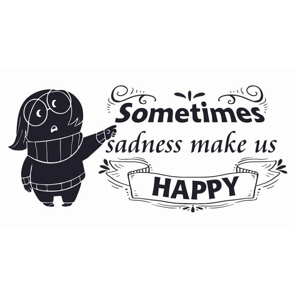Stick And Peel Sadness Wall Decal | DIY Removable Vinyl Adhesive Walt StickerDecal Inside Out Movie Quotes Home Decor Kids Bedroom Decoration Sticker 11" x 20" | Sometimes Sadness Make Us Happy