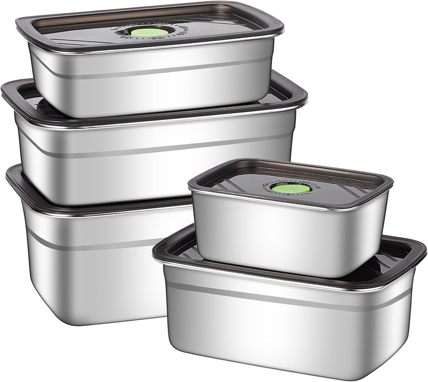 10-Piece Stainless Steel Food Storage Container Set with Airtight Lids